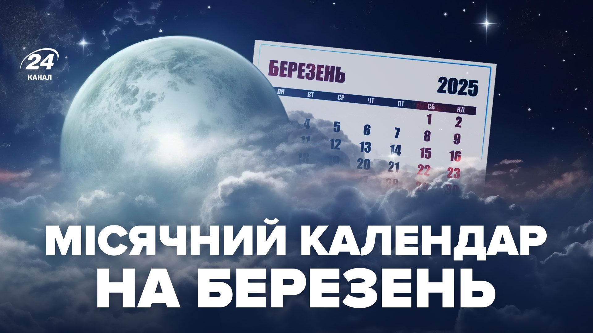 Місячний календар на березень Місячний календар на березень